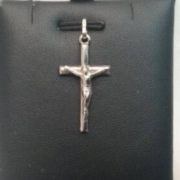 .925 Sterling Silver Cross Crucifix 2.20 Grams Religious Charm Medal 1 1/2 Inch - Picture 1 of 8